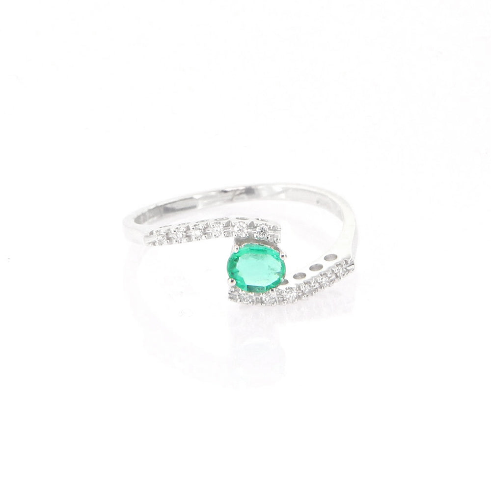 Ring Fantasia con Smeraldo in Oro Bianco e Diamanti Davite & Delucchi