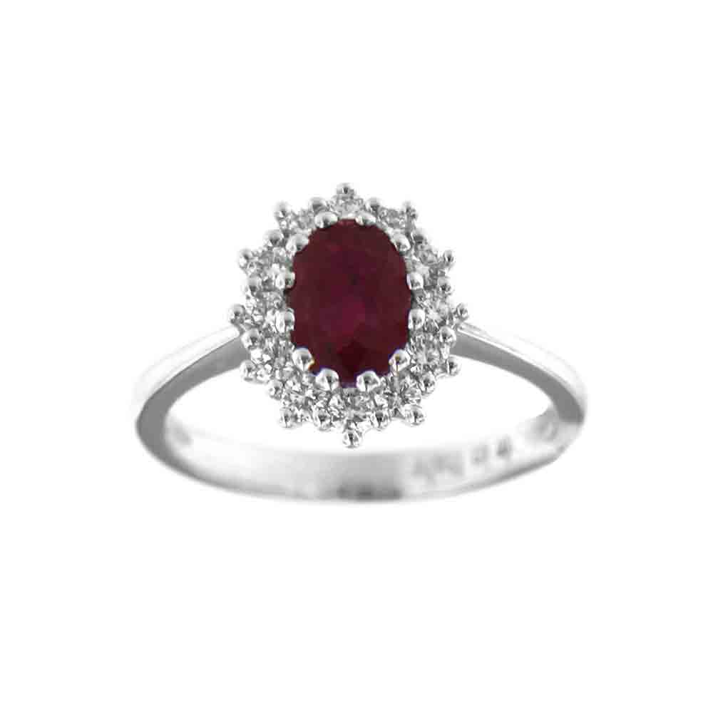 Ring Rosetta con Rubino Oro Bianco con Diamanti Davite & Delucchi
