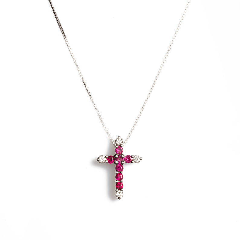 Necklace Croce con Rubini Rossi - Davite & Delucchi