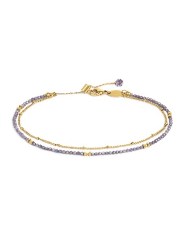 Anklet doppia catena con zirconi