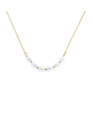 Necklace catena cross con perle ovali centrali