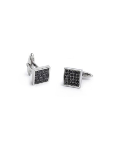 Cufflinks quadrati con zirconi neri