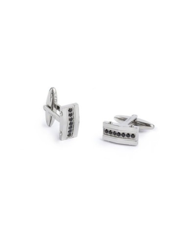 Cufflinks rettangolari con zirconi neri