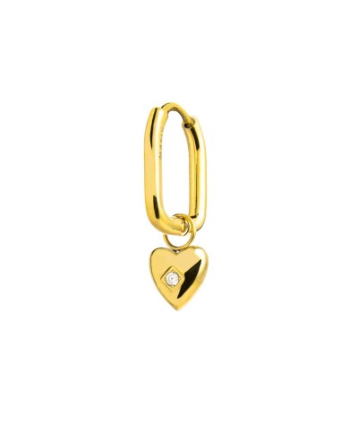 Earring ovale con cuore pendente con zircone