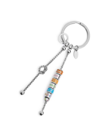 Keychain con rondelle smaltate con scritte e nodo