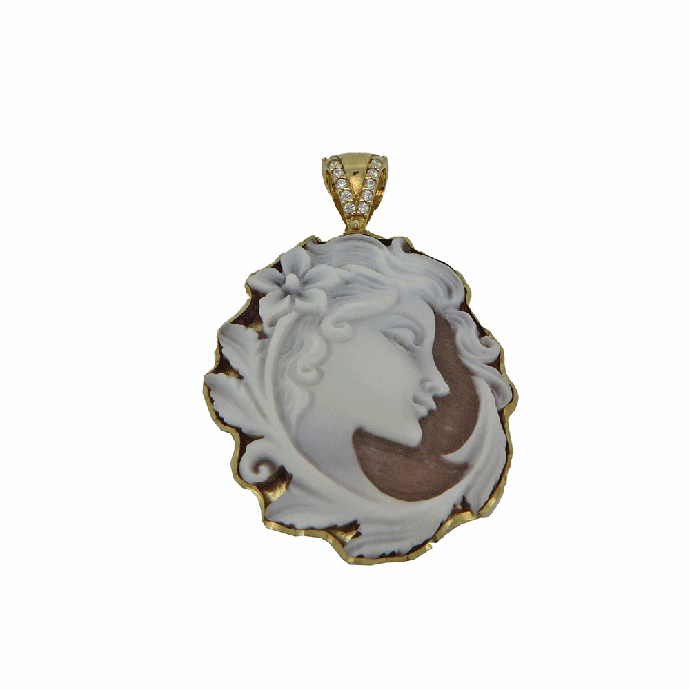 Pendant cammeo argento dorato